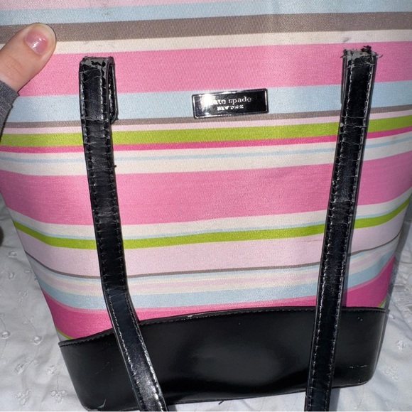 Y2K Vintage Kate Spade Striped Neapolitan Spring Tote Purse - Picture 10 of 10